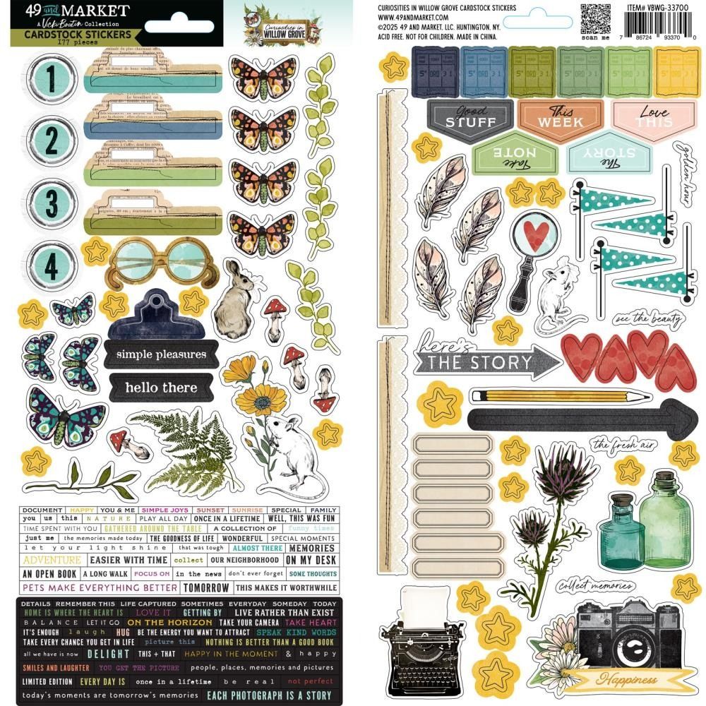 Cardstock Stickers - Curiosities in Willow Grove Collection