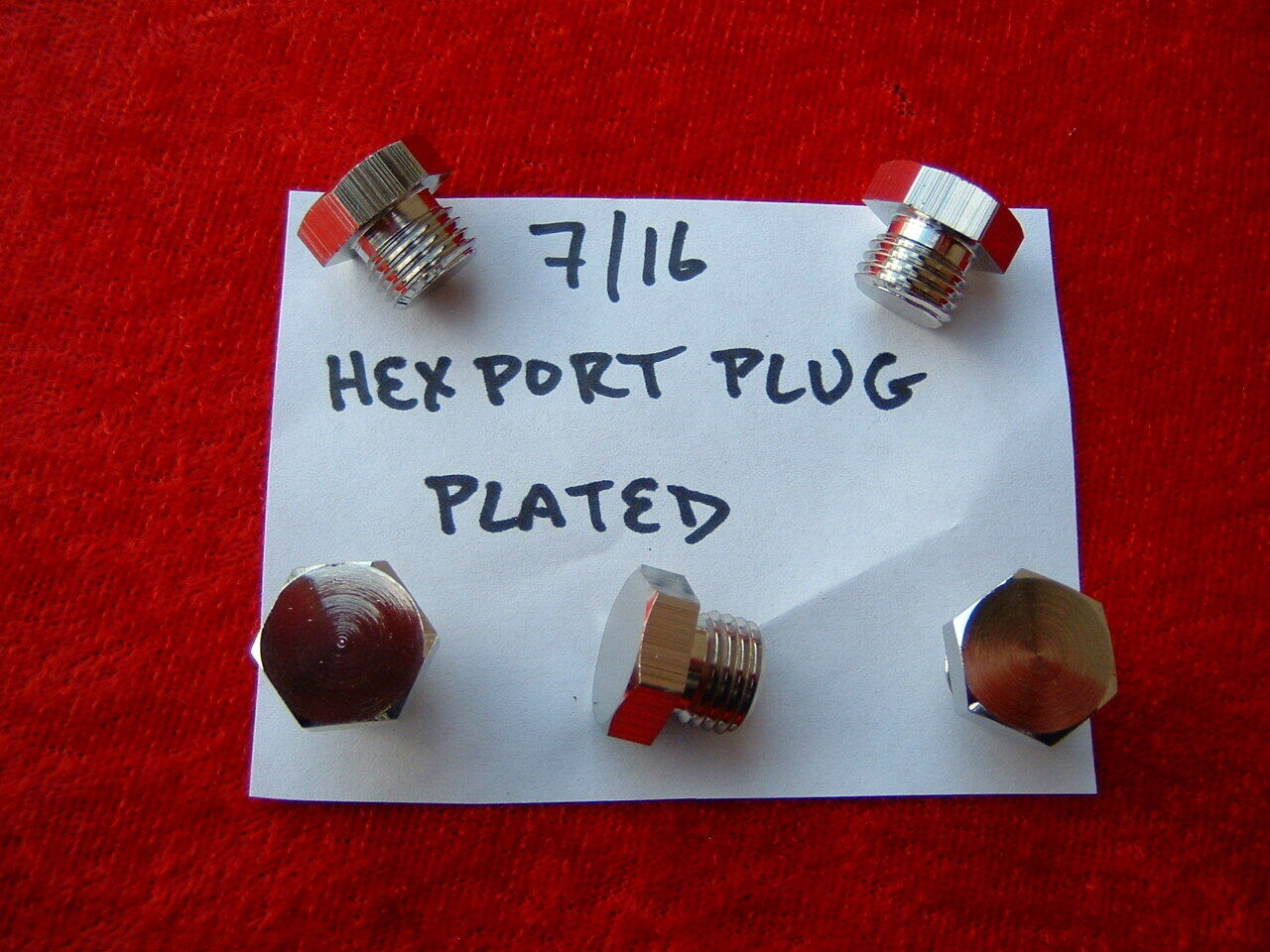 Port Plug HEX STYLE NEW 7/16 PLATED BRASS