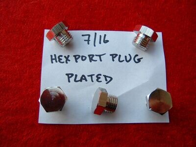 Port Plug HEX STYLE NEW 7/16 PLATED BRASS