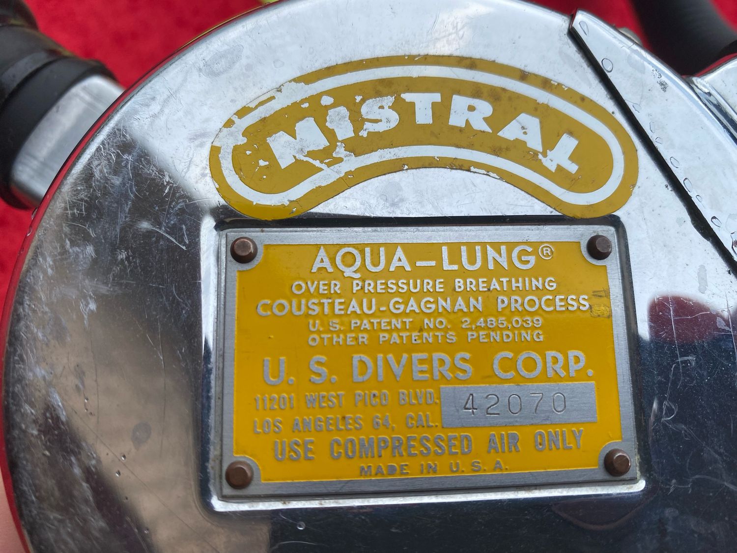 US Divers Over Pressure Breathing Single Stage regulator