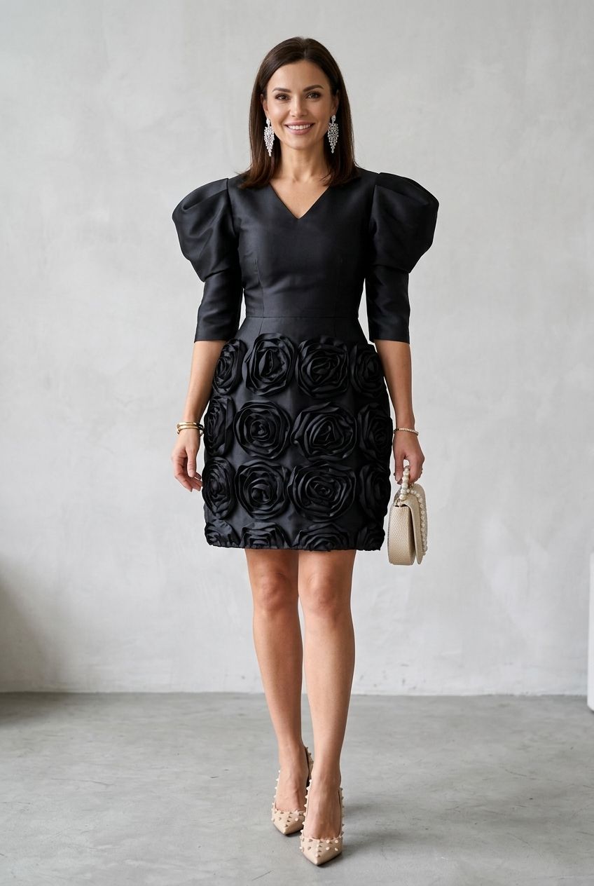Front Ruffle Detail Dress