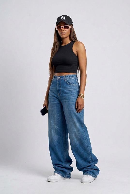 Stylish Denim Barrel Leg Jean