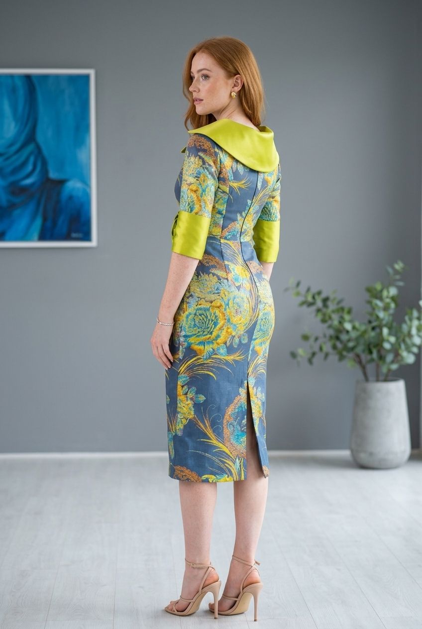 Asymmetric Collar Midi Dress