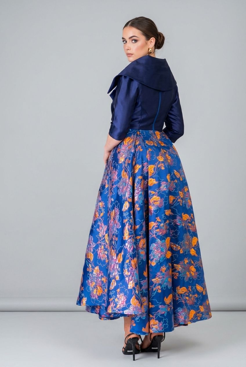 Elegant Bottom Floral Flared Dress
