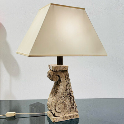 Table Lamp Stone Travertine hollywood regency Lampe de Table Design