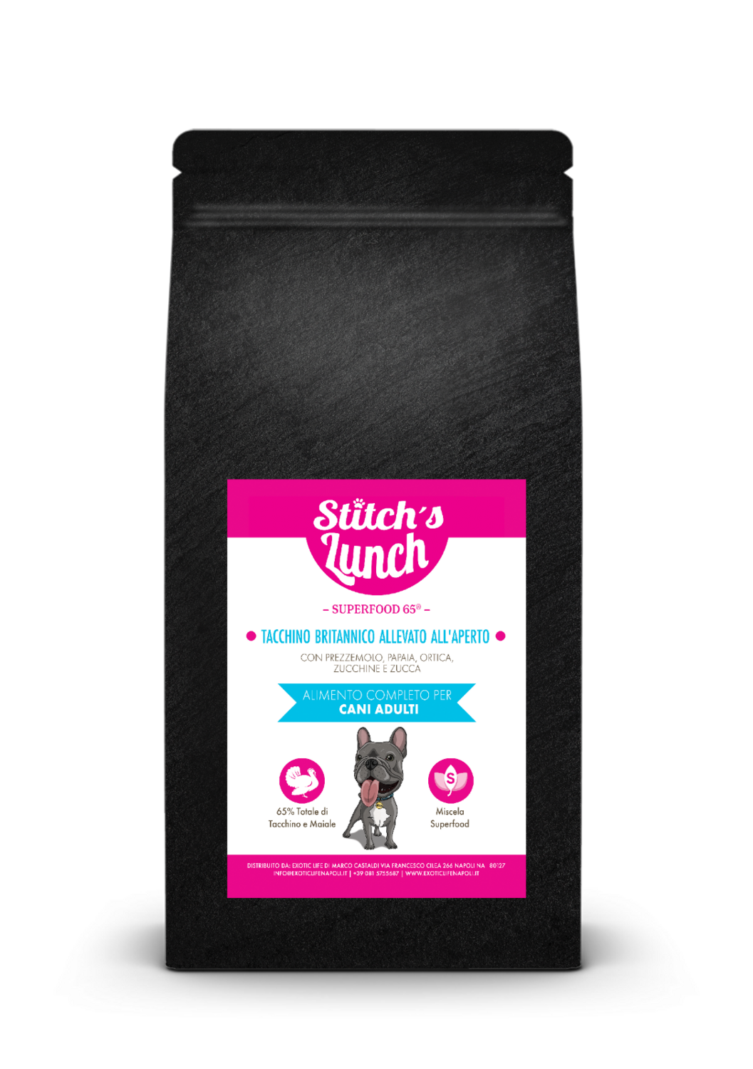 STITCH&#39;S LUNCH CROCCHETTE ALL BREED CANE ADULT SUPERFOOD 65 TACCHINO BRITANNICO 6 KG