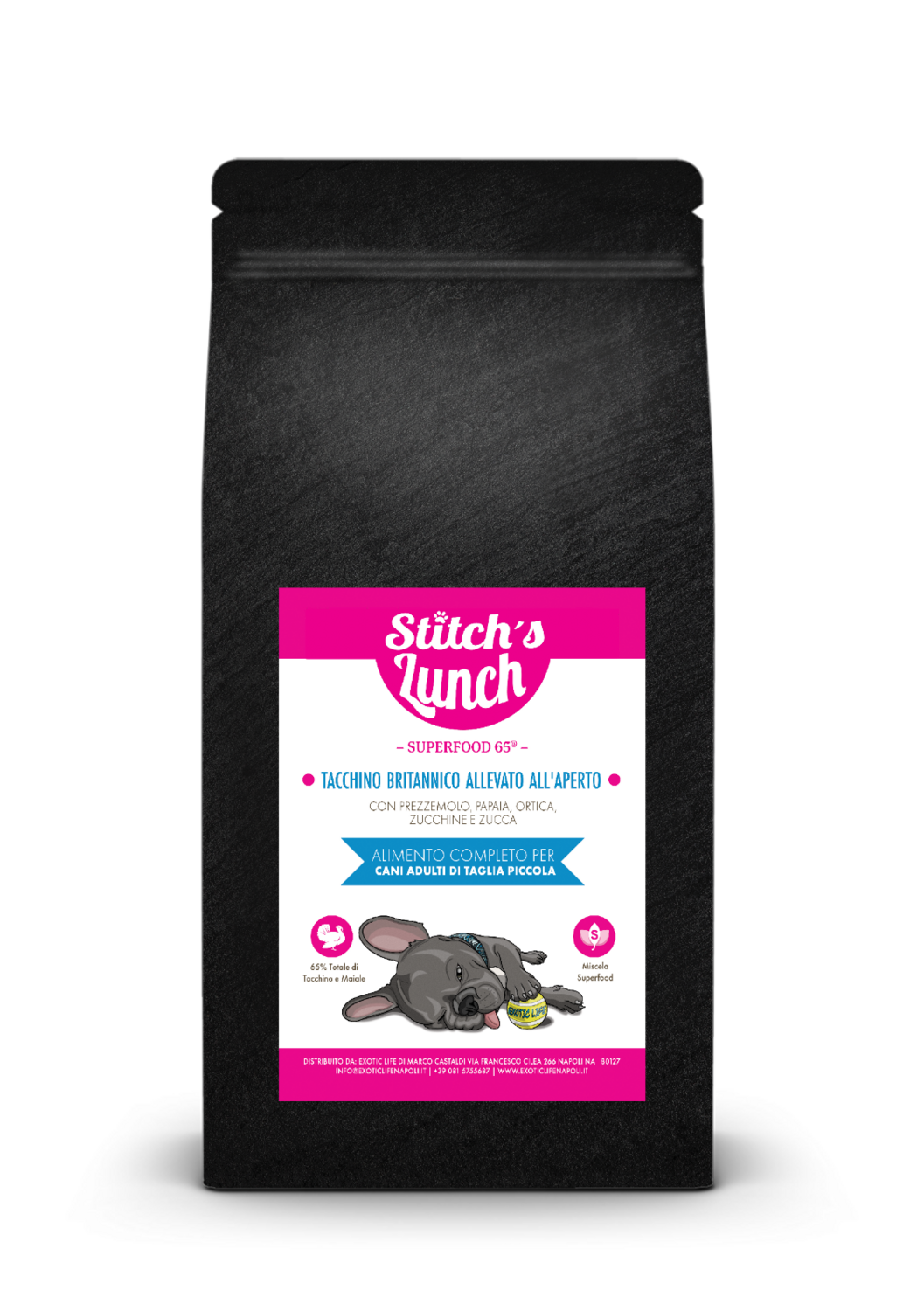 STITCH&#39;S LUNCH SMALL BREED CANE ADULT SUPERFOOD 65 TACCHINO BRITANNICO 2 KG
