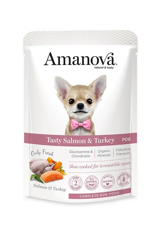 AMANOVA POUCH CIBO UMIDO SALMONE E TACCHINO 100 GR