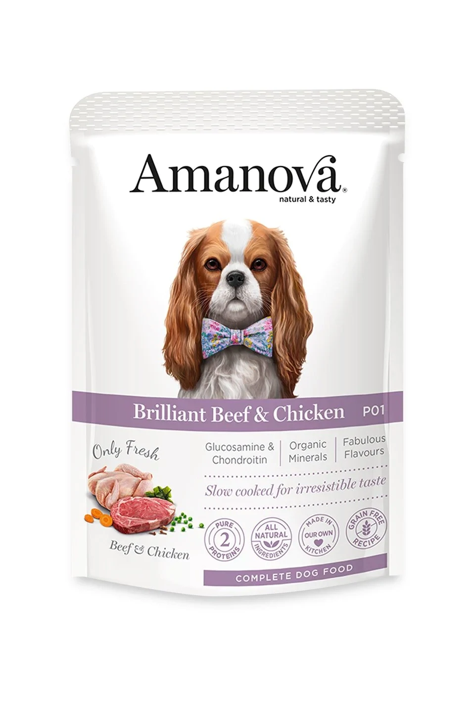 AMANOVA POUCH CIBO UMIDO MANZO E POLLO 100 GR