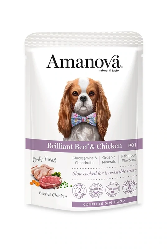AMANOVA POUCH CIBO UMIDO MANZO E POLLO 100 GR