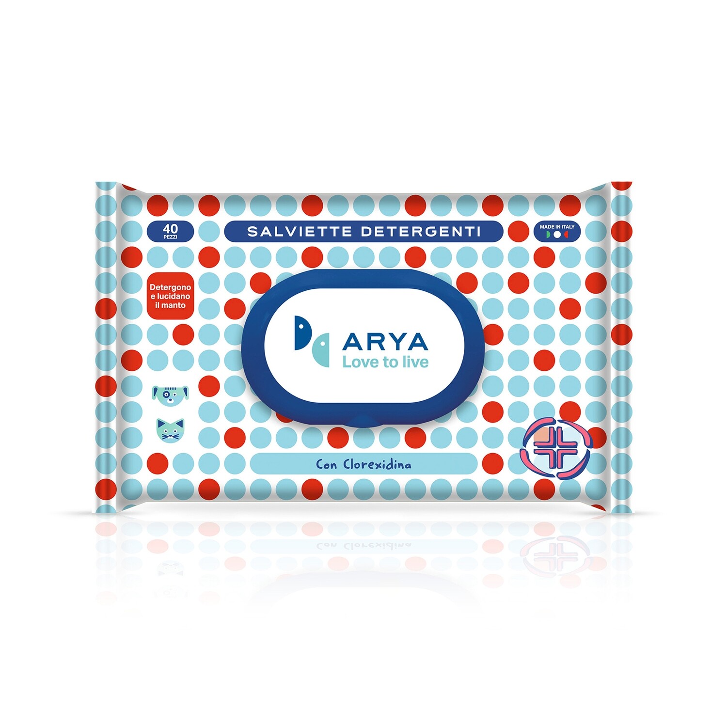 ARYA SALVIETTE DETERGENTI CANE E GATTO CON CLOREXIDINA 40 PZ