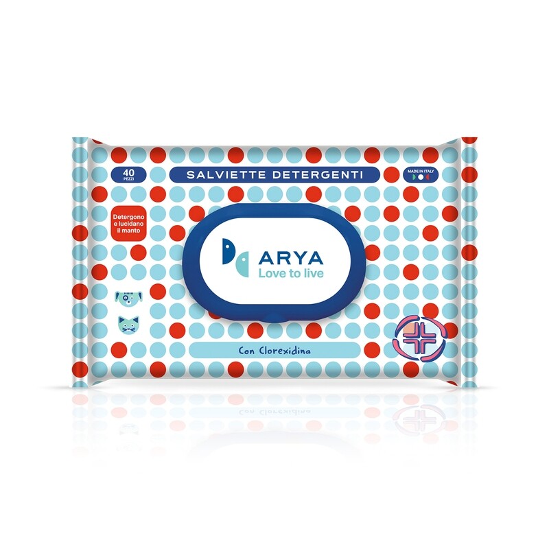 ARYA SALVIETTE DETERGENTI CANE E GATTO CON CLOREXIDINA 40 PZ