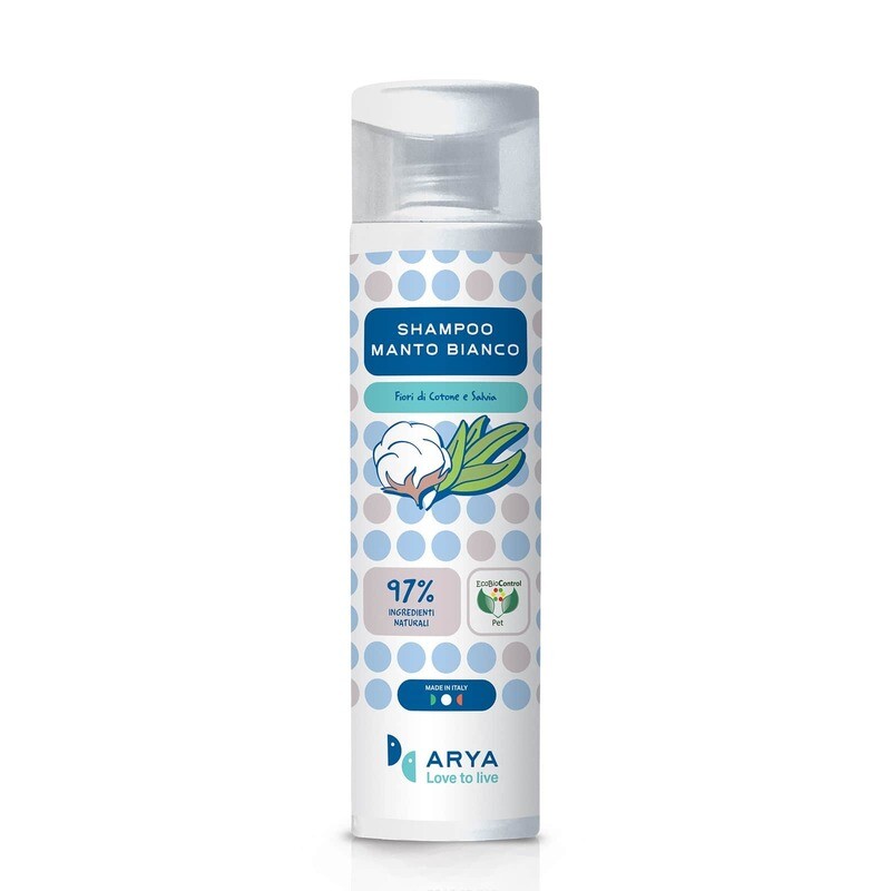 ARYA SHAMPOO PER CANE MANTO BIANCO CON FIORI DI COTONE E SALVIA 250 ML