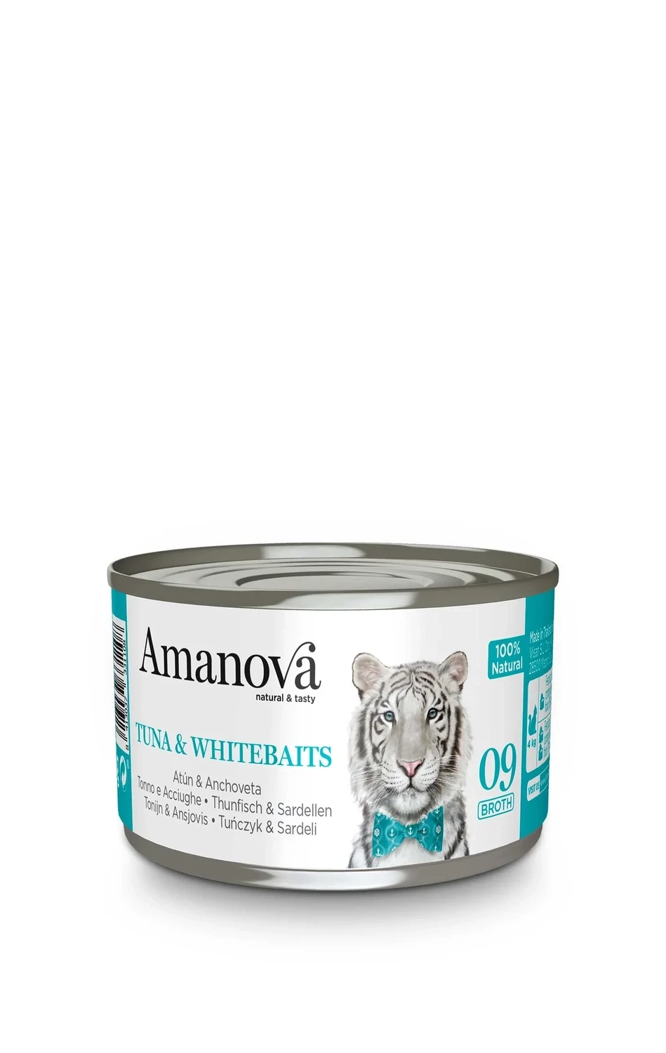 AMANOVA CIBO UMIDO NATURALE GATTO TONNO E ACCIUGHINE IN BRODO 70 GR