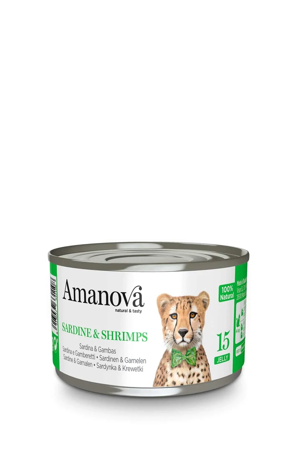 AMANOVA CIBO UMIDO NATURALE GATTO SARDINE E GAMBERETTI IN JELLY 70 GR