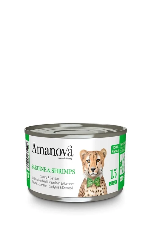 AMANOVA CIBO UMIDO NATURALE GATTO SARDINE E GAMBERETTI IN JELLY 70 GR