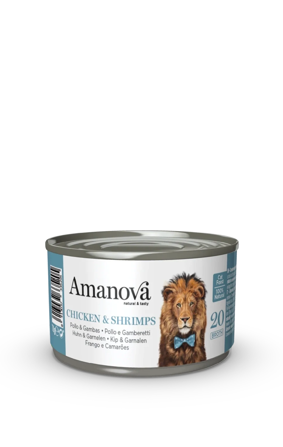 AMANOVA CIBO UMIDO NATURALE GATTO POLLO E GAMBERI IN BRODO 70 GR