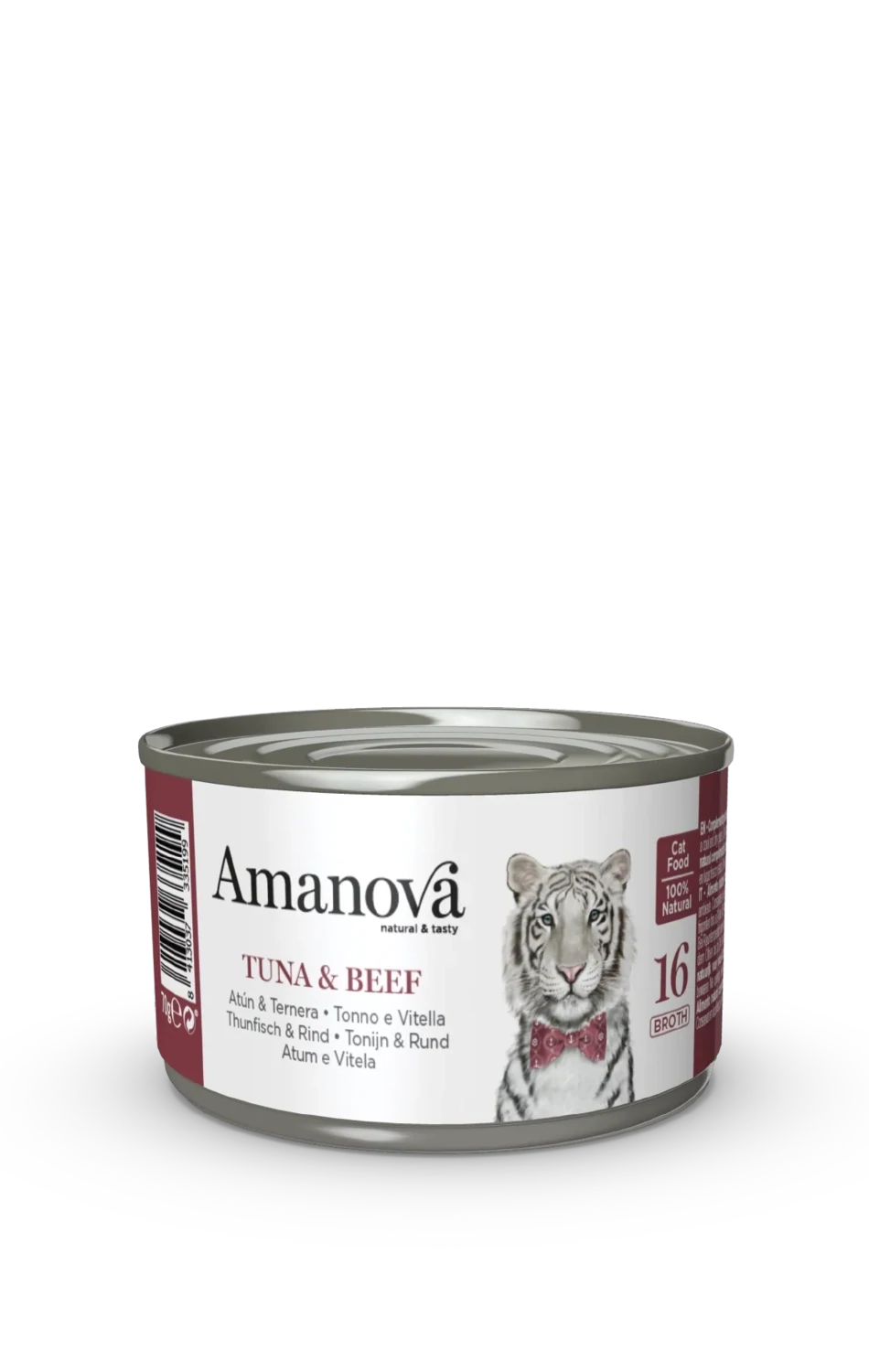 AMANOVA CIBO UMIDO NATURALE GATTO TONNO E VITELLO IN BRODO 70 GR