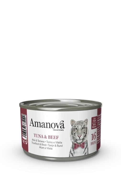 AMANOVA CIBO UMIDO NATURALE GATTO TONNO E VITELLO IN BRODO 70 GR
