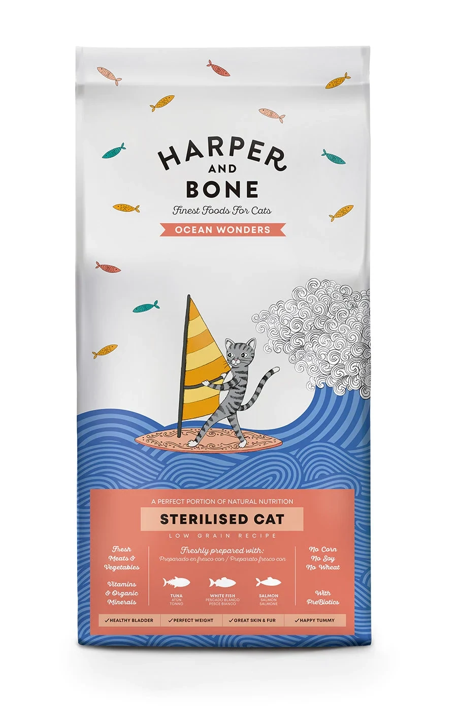 HARPER &amp; BONE CROCCHETTE GATTO STERILIZZATO OCEAN WONDERS 2 KG