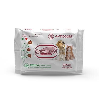 SALVIETT IN SALVIETTE DETERGENTI CANE E GATTO NO ALCOL ANTIODORE 100 PZ