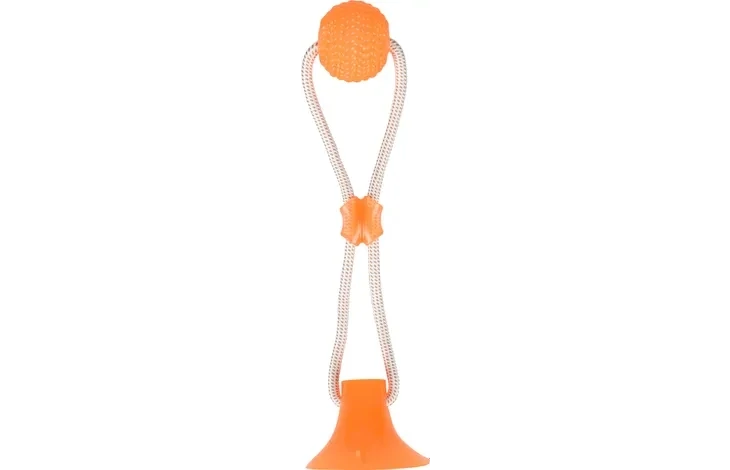 FLAMINGO GIOCATTOLO ZUKI PALLA E VENTOSA CON CORDA ARANCIO
