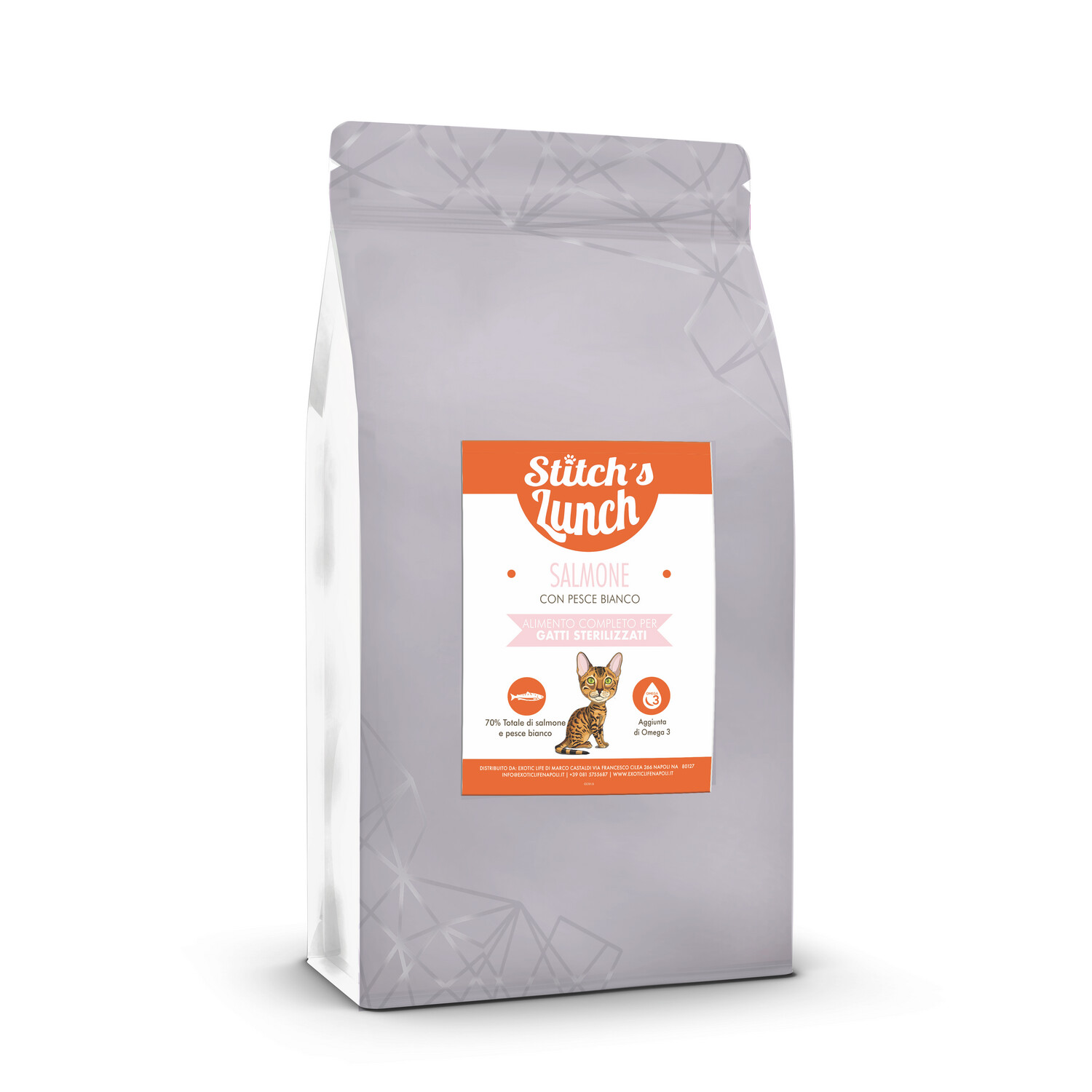 STITCH&#39;S LUNCH CROCCHETTE GATTO STERILIZZATO SUPERFOOD SALMONE CON PESCE BIANCO 1,5 KG