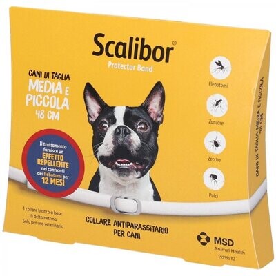 SCALIBOR PROTECTORBAND COLLARE ANTIPARASSITARI PER CANI TAGLIA MEDIO/PICCOLA 48CM