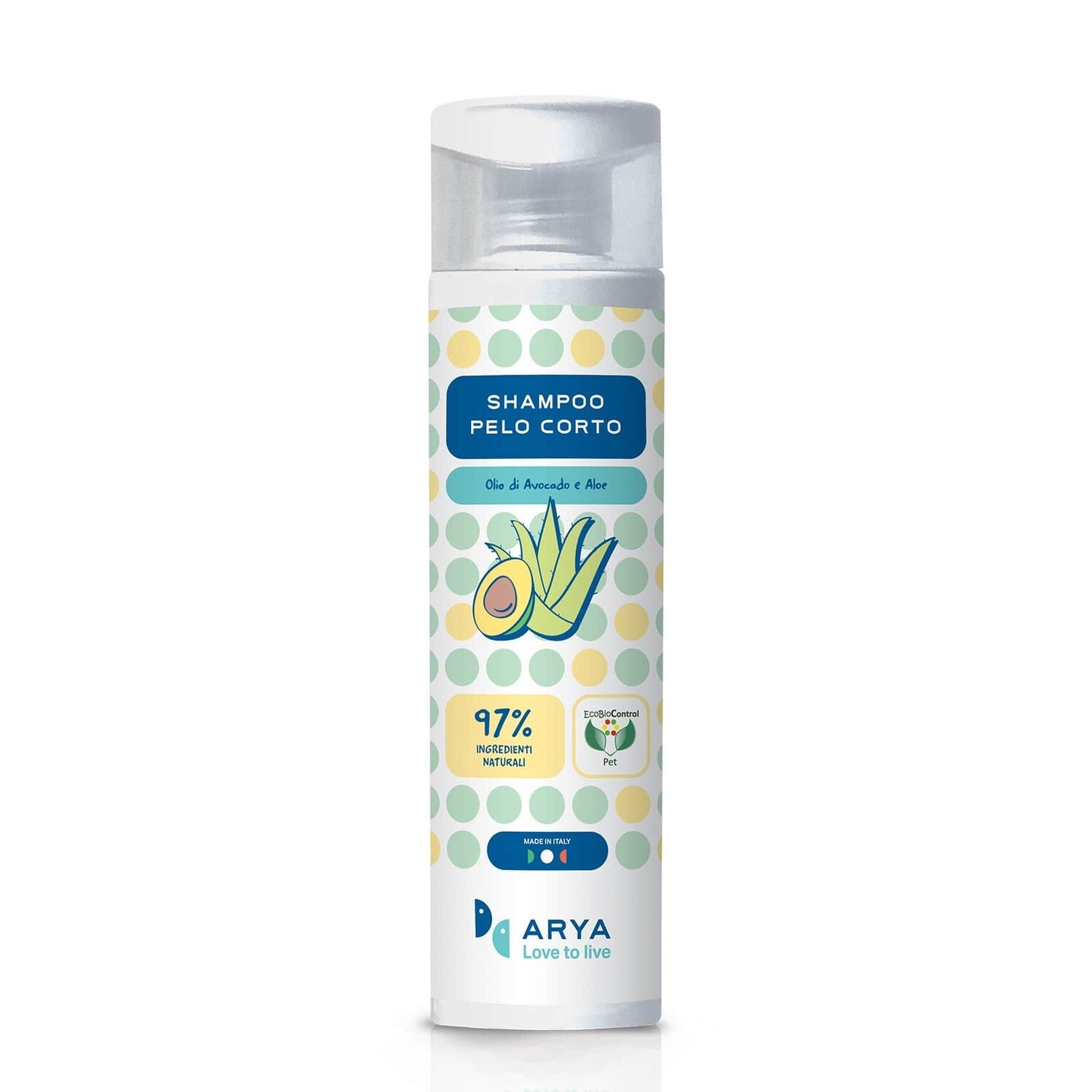 ARYA SHAMPOO PER CANE PELO CORTO CON OLIO DI JOJOBA E PANTENOLO 250 ML
