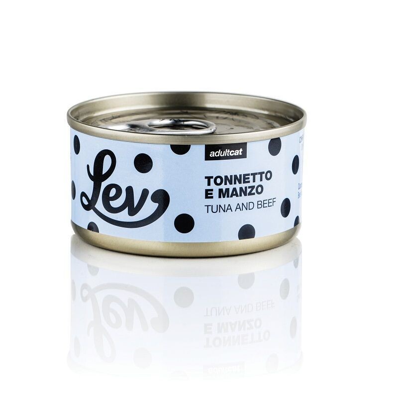 LEV CIBO  UMIDO NATURALE GATTO TONNETTO E MANZO LATTINA 70 GR