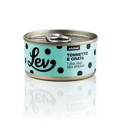LEV CIBO UMIDO NATURALE GATTO TONNETTO E ORATA LATTINA 70 GR