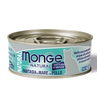 MONGE NATURAL CIBO UMIDO GATTO ADULTO FANTASIA DI MARE CON POLLO 80 GR