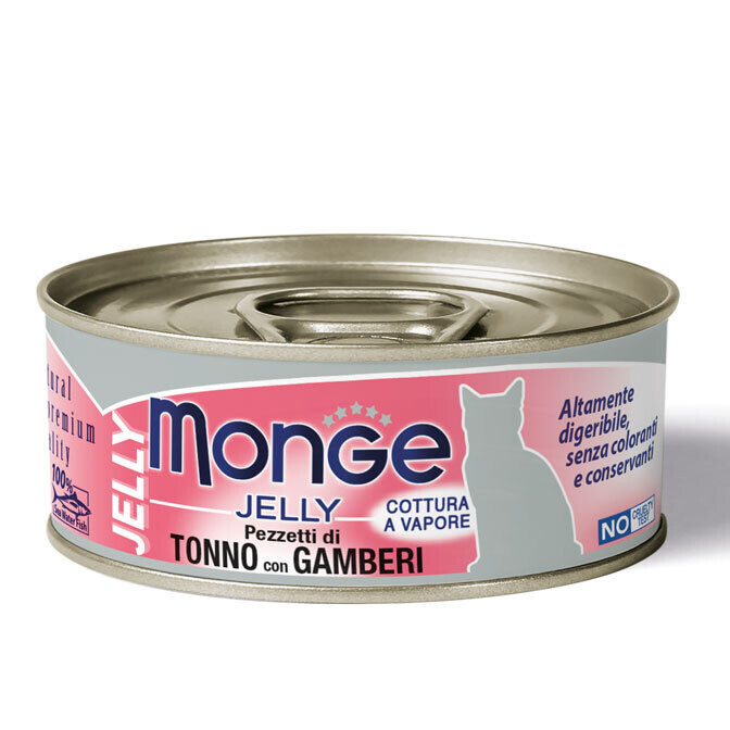 MONGE JELLY CIBO UMIDO GATTO ADULTO TONNO CON GAMBERETTI 80 GR