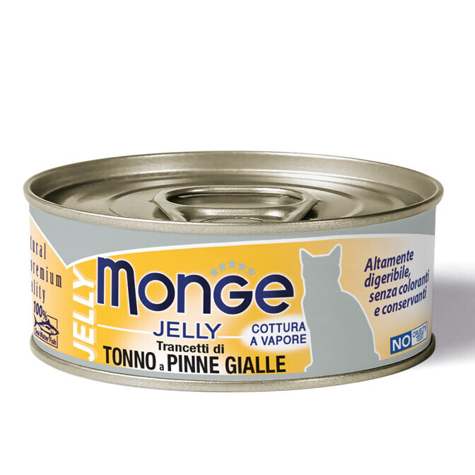 MONGE JELLY CIBO UMIDO GATTO ADULTO TONNO A PINNE GIALLE 80 GR