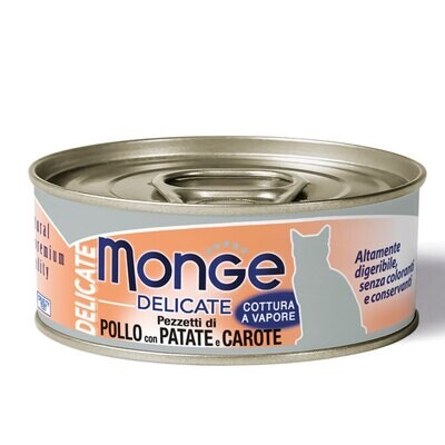 MONGE DELICATE CIBO UMIDO GATTO ADULTO POLLO CON PATATE E CAROTE 80 GR