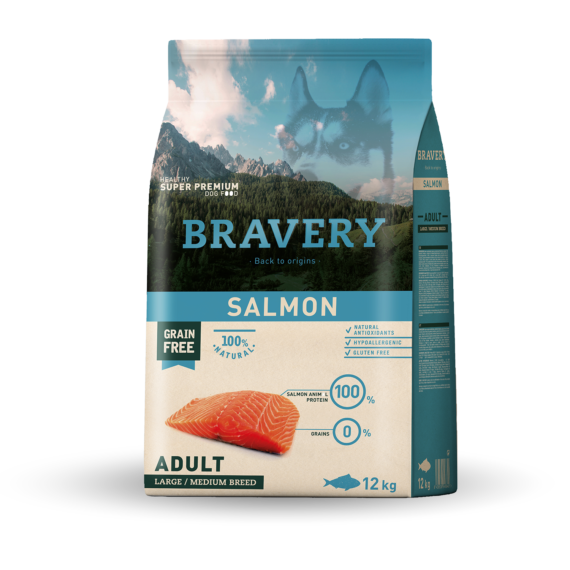 BRAVERY CROCCHETTE CANE ADULTO SALMONE MEDIUM/LARGE 4 KG