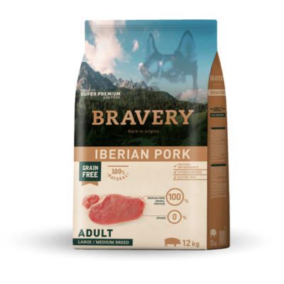 BRAVERY CROCCHETTE CANE ADULTO MAIALE IBERICO MEDIUM/LARGE 4 KG