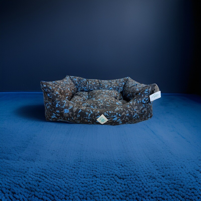 LEOPET CUCCIA RETTANGOLARE RODY OXFORD PER CANE IMBOTTITA FANTASIA DESIGN BLU 60X70 CM