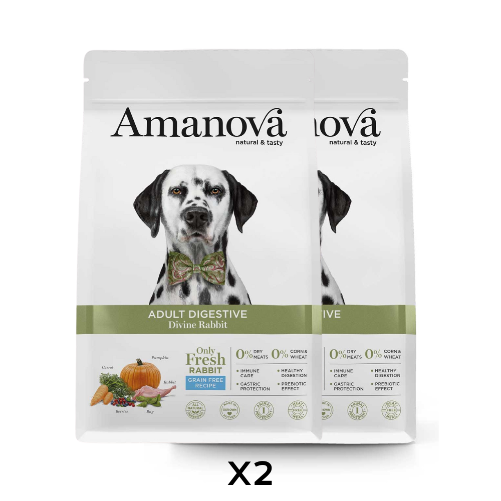 2 X AMANOVA CANE ALL BREED DIGESTIVE CONIGLIO 10 KG