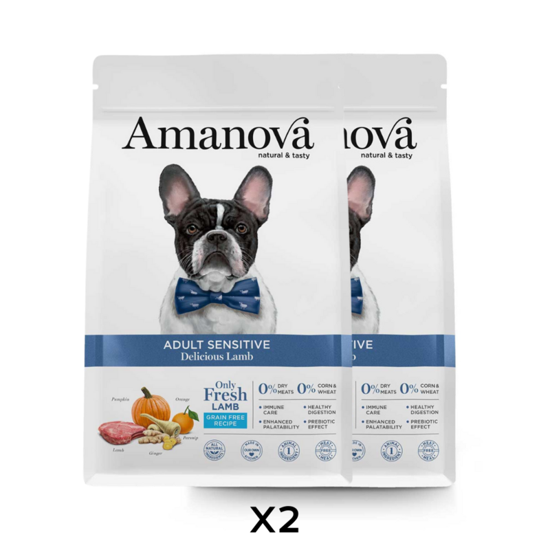 2 X AMANOVA CANE ALL BREED SENSITIVE AGNELLO 10 KG