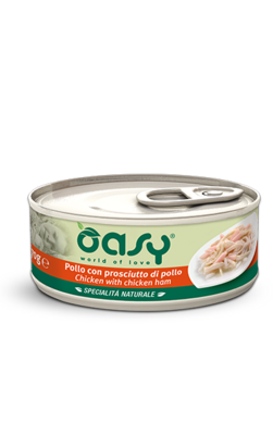 OASY CIBO UMIDO NATURALE GATTO ADULTO POLLO CON PROSCIUTTO 70 GR