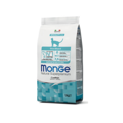 MONGE CROCCHETTE GATTO STERILIZZATO MERLUZZO 1,5 KG