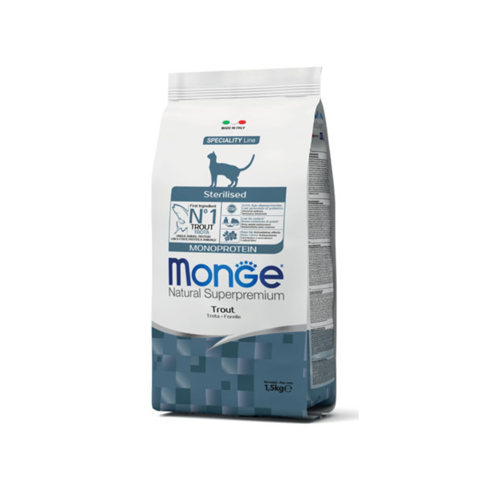 MONGE CROCCHETTE GATTO STERILIZZATO TROTA 1,5 KG