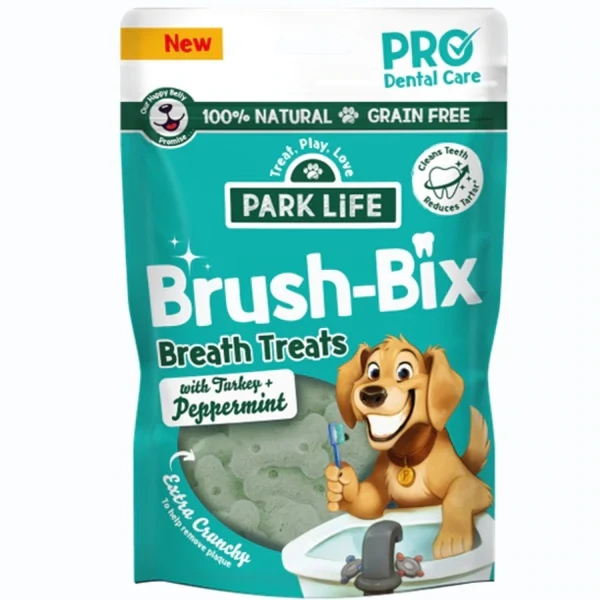 PARK LIFE DOG BISCOTTI BRUSH BIX SNACK PER CANE TACCHINO E MENTA PIPERITA 100 GR