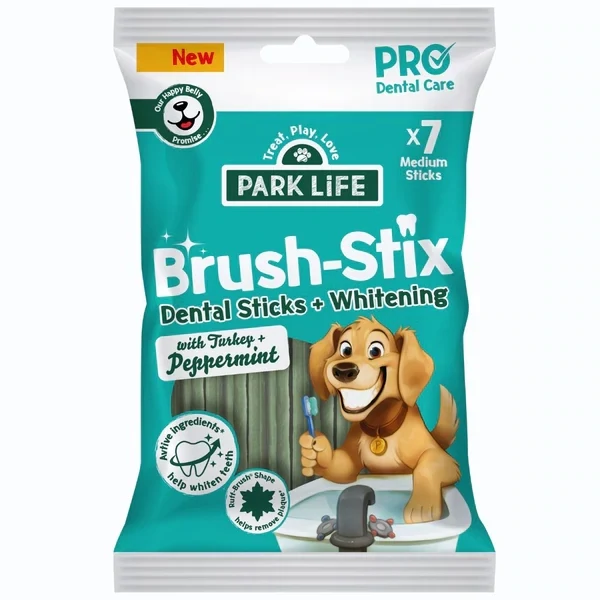 PARK LIFE DOG BRUSH STIX SNACK PER CANE TACCHINO E MENTA PIPERITA 180 GR