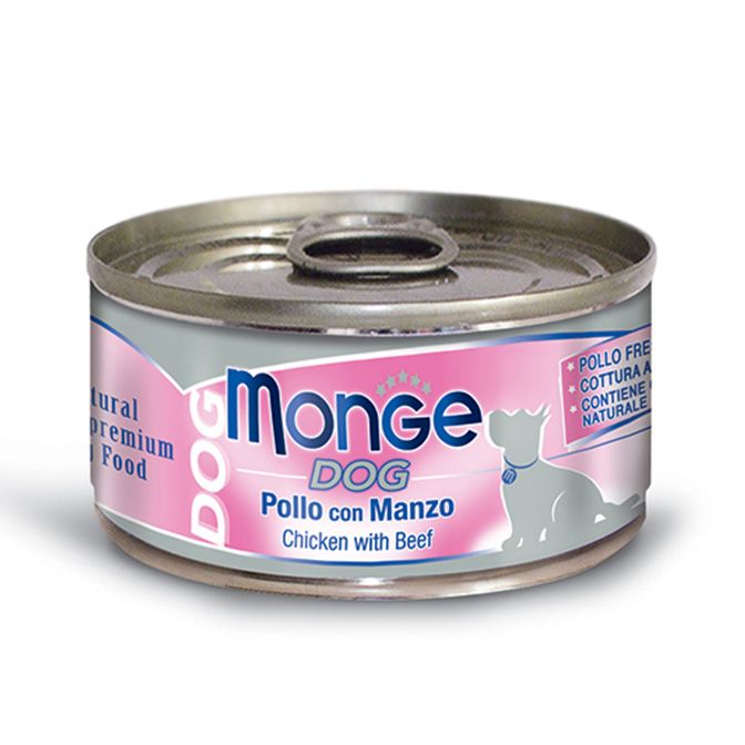 MONGE UMIDO NATURAL CANE POLLO CON MANZO 95 GR
