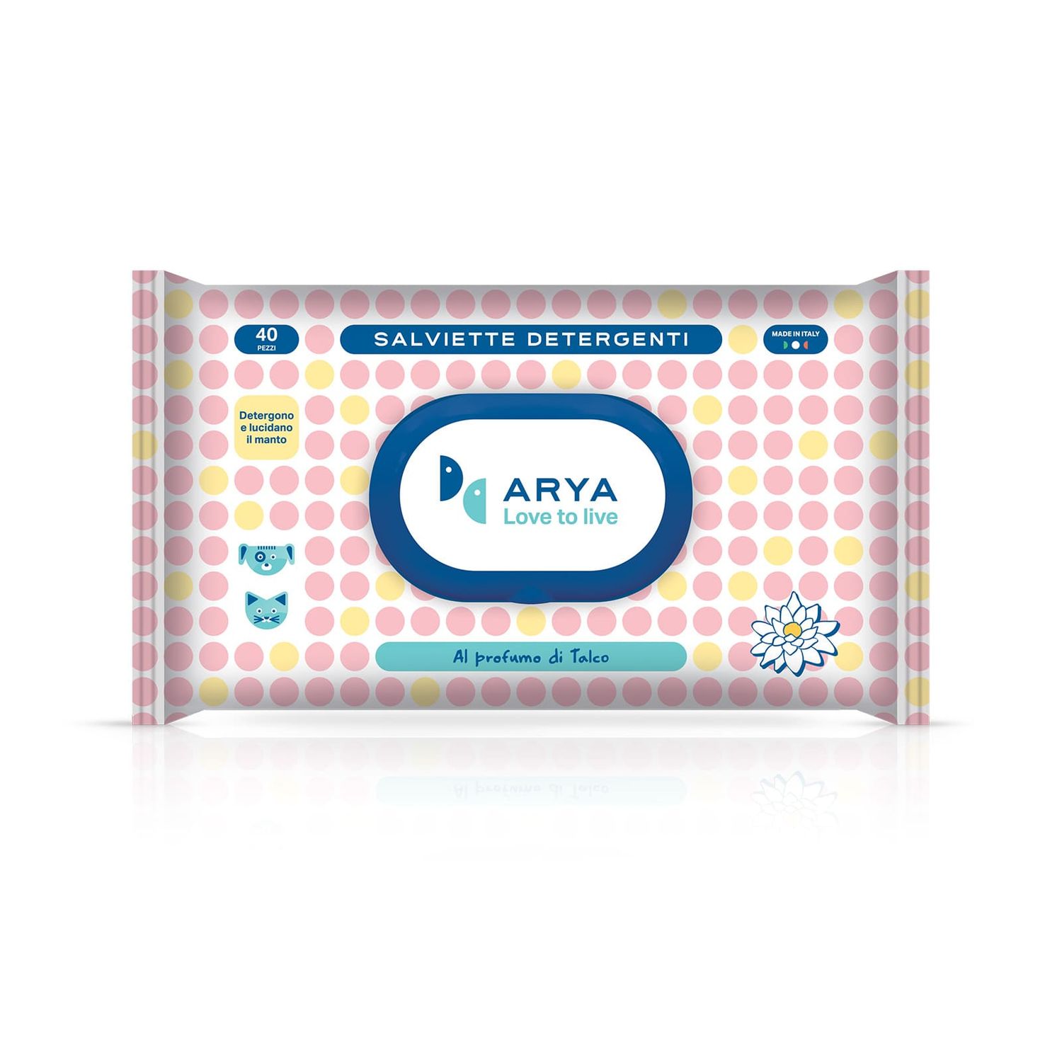 ARYA SALVIETTE DETERGENTI CANE E GATTO TALCO 40 PZ