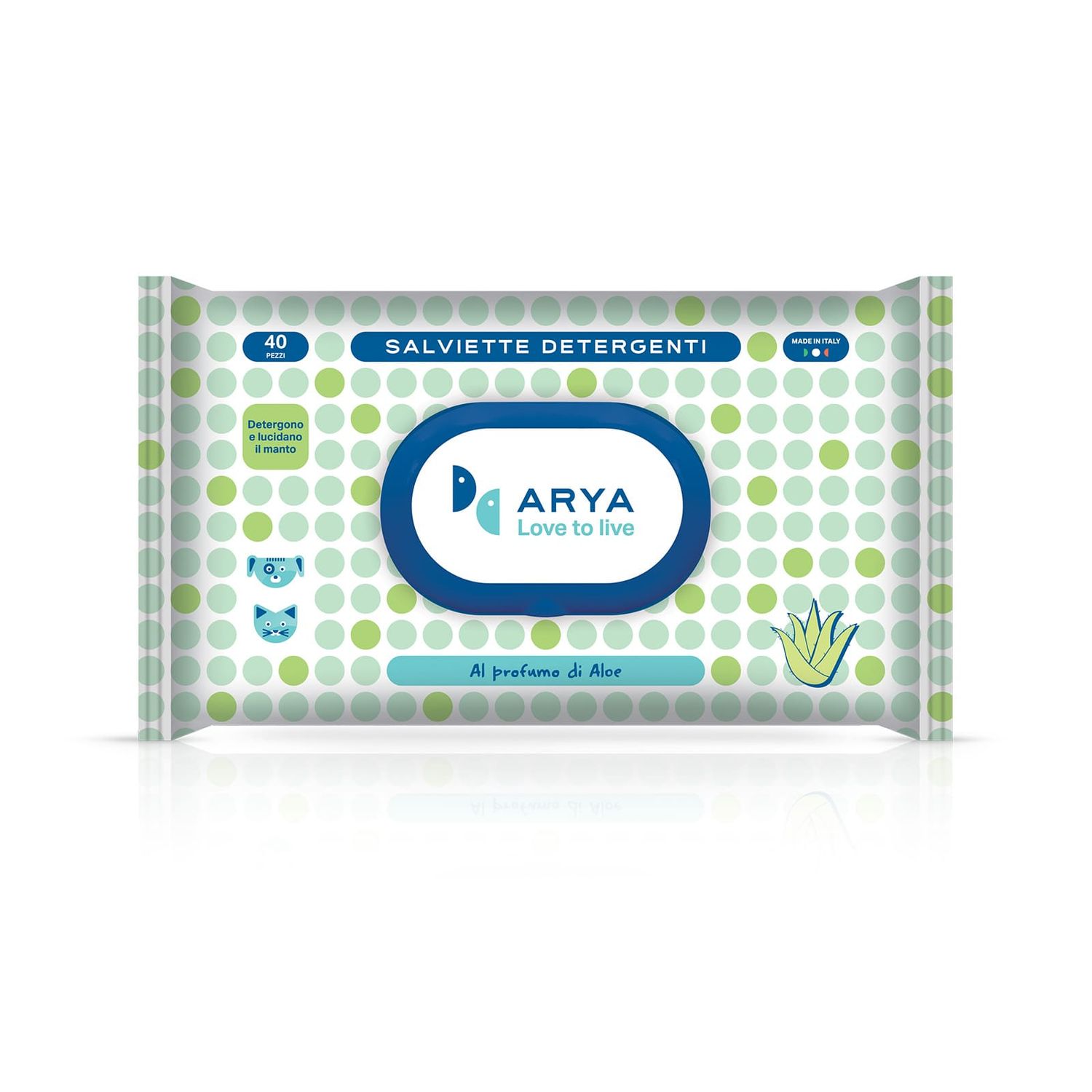 ARYA SALVIETTE DETERGENTI CANE E GATTO ALOE 40 PZ