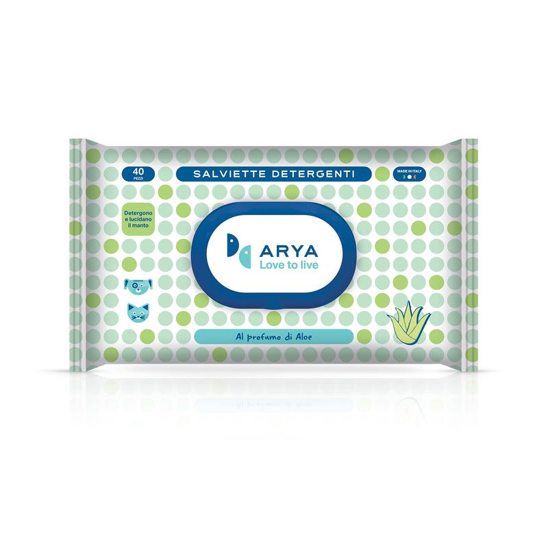 ARYA SALVIETTE DETERGENTI CANE E GATTO ALOE 40 PZ