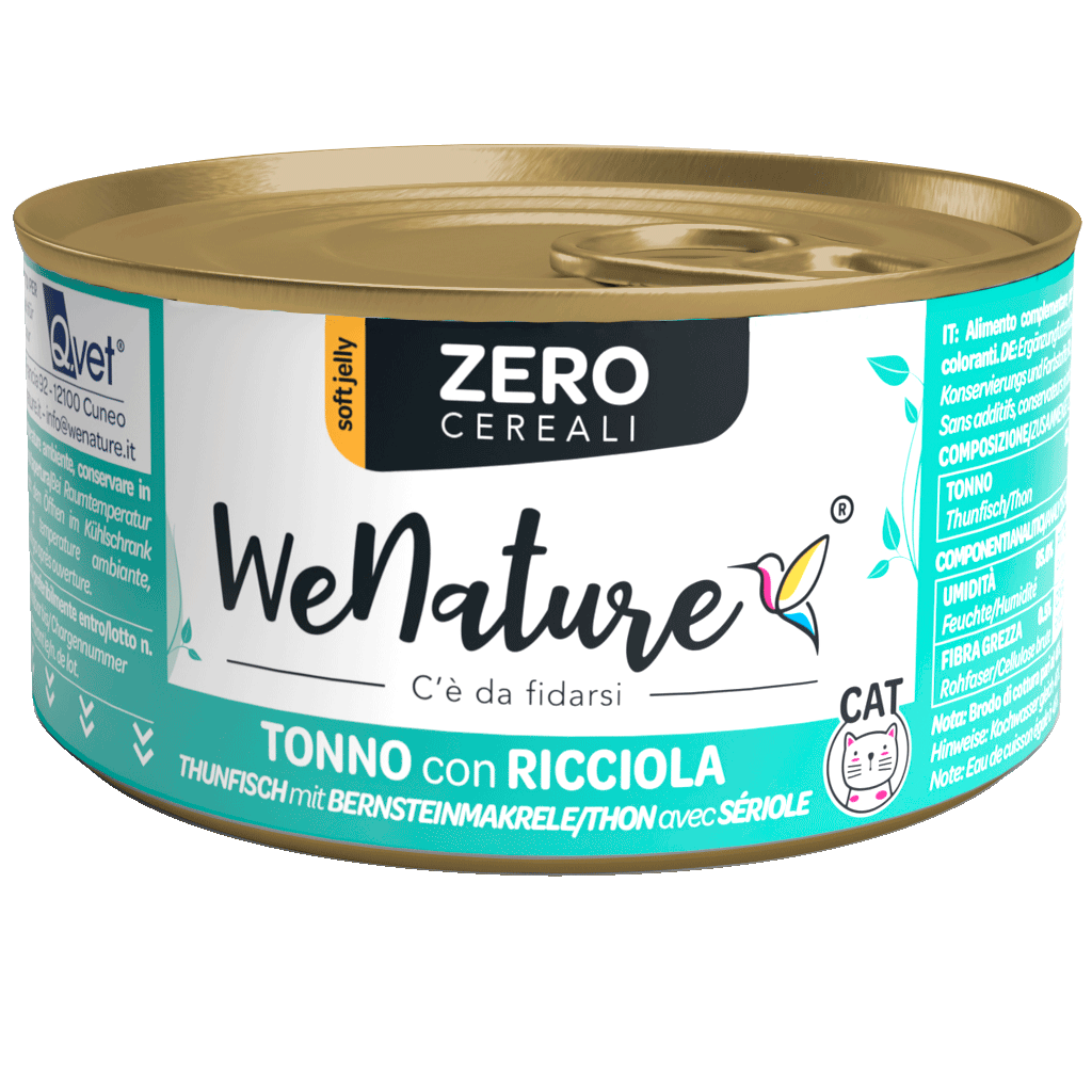 WE NATURE CIBO UMIDO NATURALE GATTO TONNO CON RICCIOLA ZERO CEREALI 85 GR